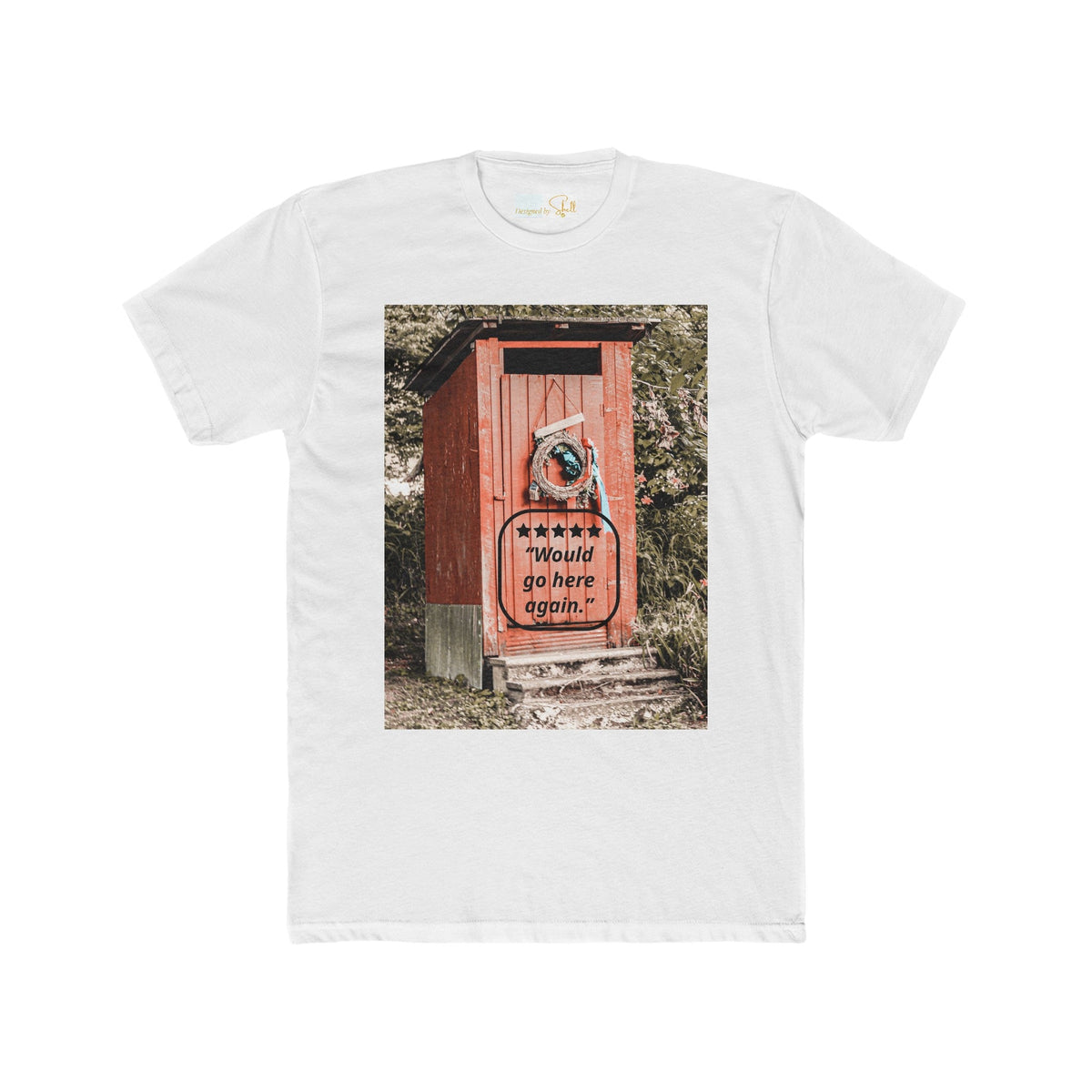 Men's Funny Outhouse with 5-star Rating Cotton T-shirt up to 5XL