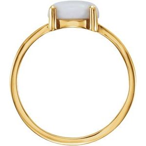 14K Yellow Gold 7 mm Round Natural Opal Cabochon Ring