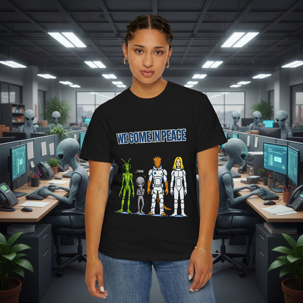 We Come in Peace Alien Crew Graphic T-Shirt