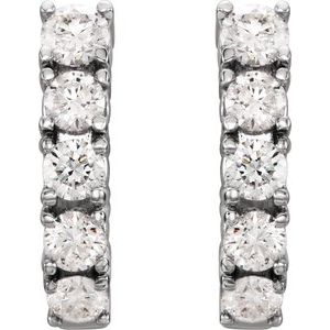 14K White Gold 1 1/2 CTW Natural Diamond Hoop Earrings – image 2