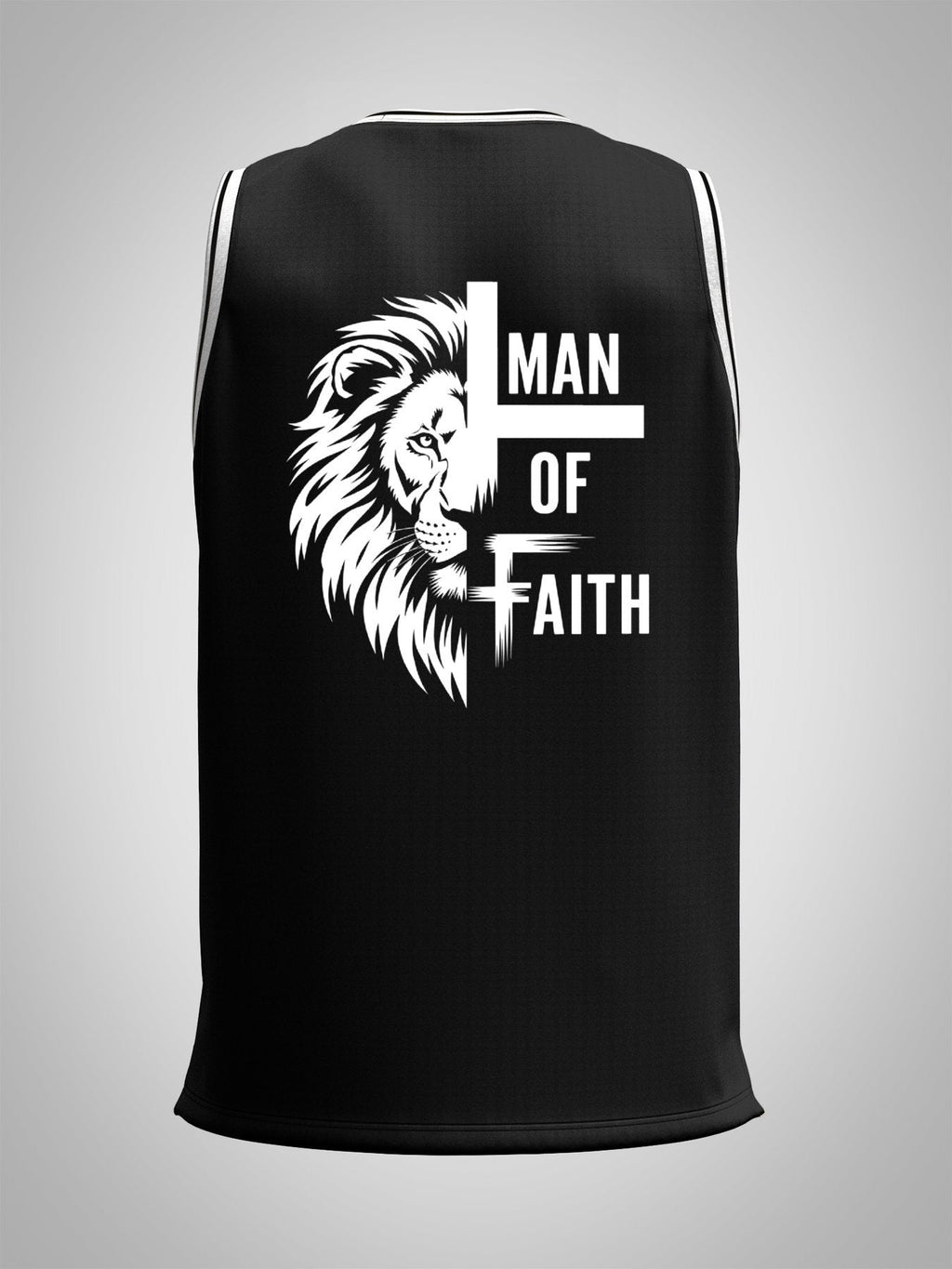 Man of Faith Adult Black Basketball Jersey | Front & Back Printing
