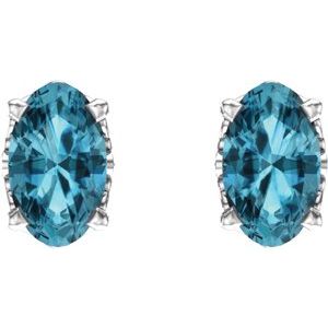 14K White Gold Natural Blue Zircon Earrings – image 2