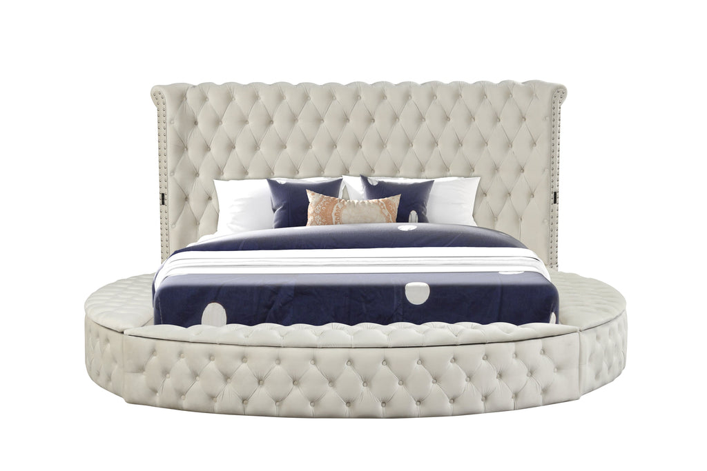Modern Style Queen 5PC  Bedroom Set with USB Ports & Made with Wood in Cream(CA INVENTORY)