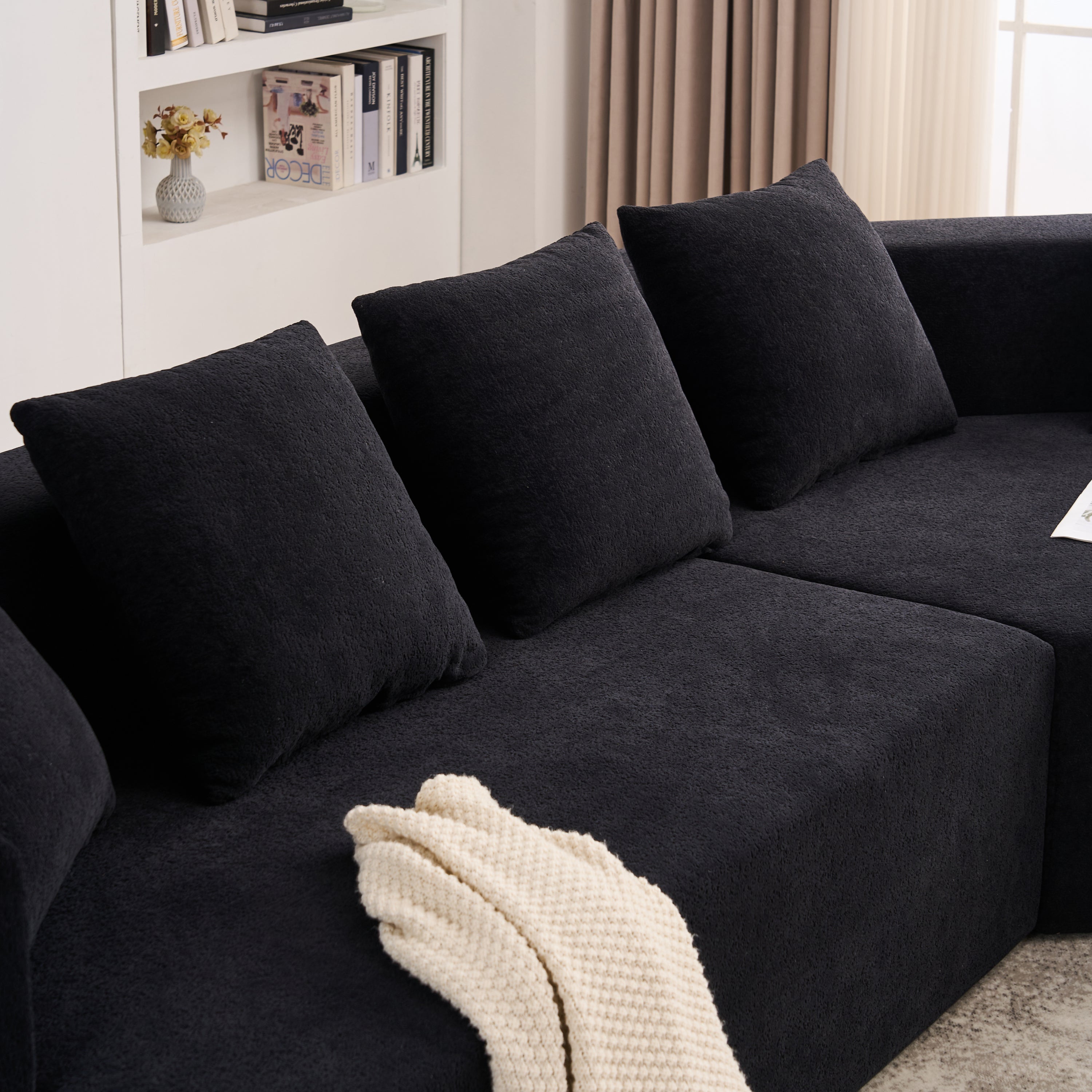 Memory Foam Couch, No Installation & Easy to Transport, Deep Seat Modern Sofa with Chenille Fabric, Couch for Living Room, Bedroom, Apartment, Home Office