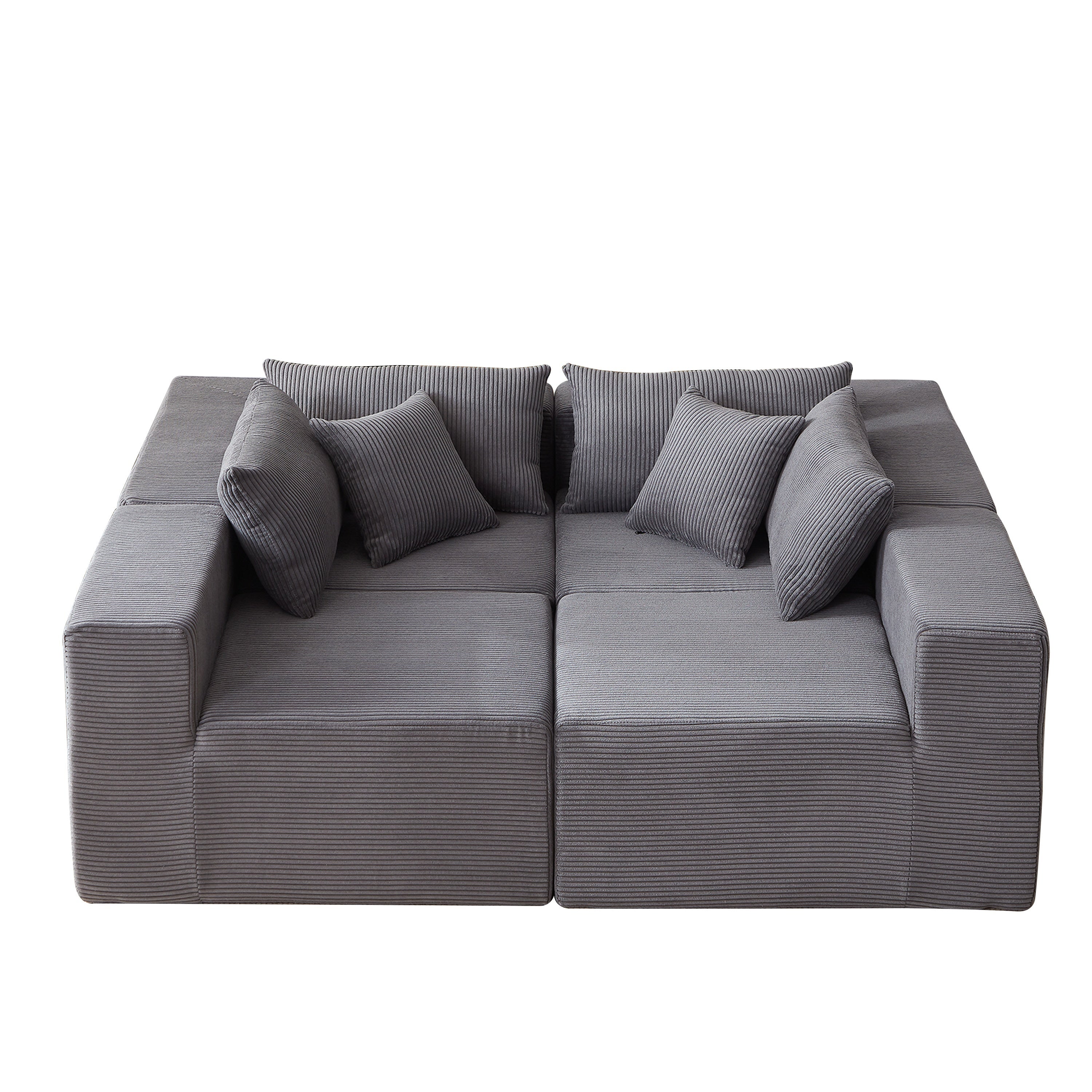 104-Inch Corduroy Modular L Shaped Sectional Sofa,Luxury Floor Couch Set,Upholstered Indoor Furniture,Foam-Filled Compressed Sofa for Living Room,Bedroom,4 PC Free Combination