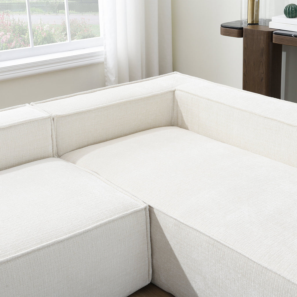 [VIDEO+New]129.5' Minimalist Style Modular Sectional Sofa,6 Seat Wrinkle-resistant Chenille Couch Set,2 PC Free Combination,Modern L-Shaped Cloud Sofa Set for Living Room,No Assembly Require,3 Colors
