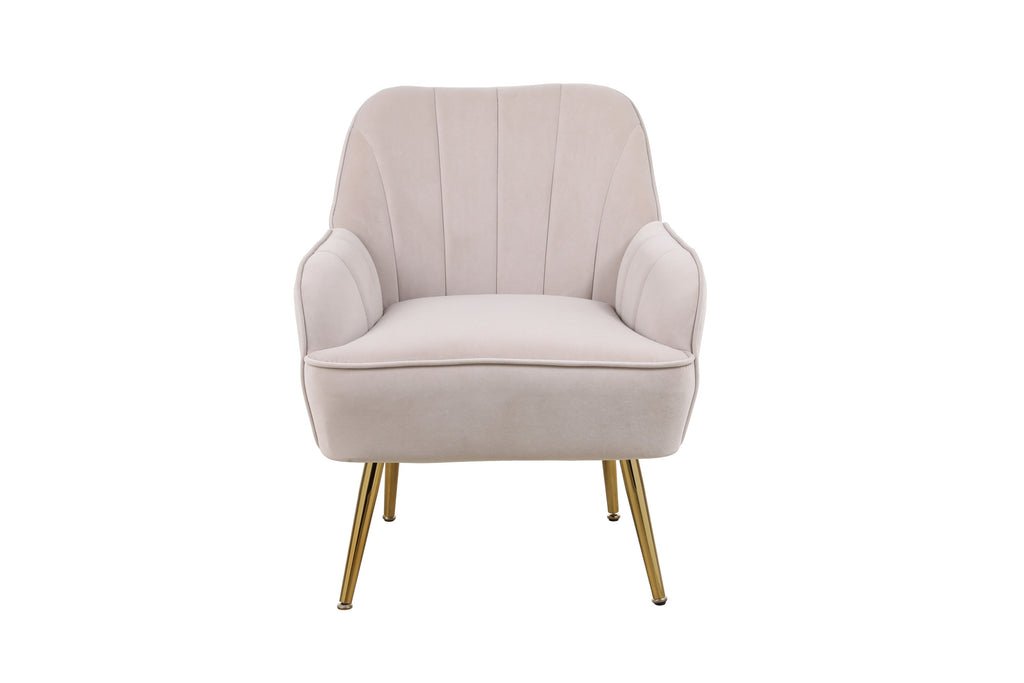 Modern Mid Century Chair velvet  Sherpa Armchair for Living Room Bedroom Office Easy Assemble(BEIGE)