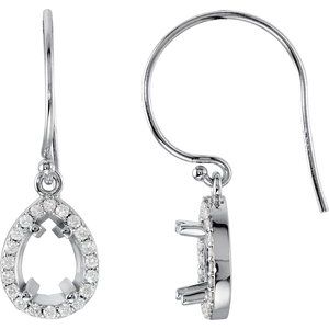 14K White Gold 5x3 mm Pear 1/10 CTW Natural Diamond Semi-Set Earrings