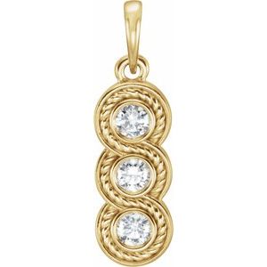 14K Yellow Gold 1/4 CTW Natural Diamond Three-Stone Pendant