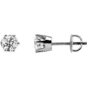 14K White Gold 1/4 CTW Natural Diamond 6-Prong Stud Earrings