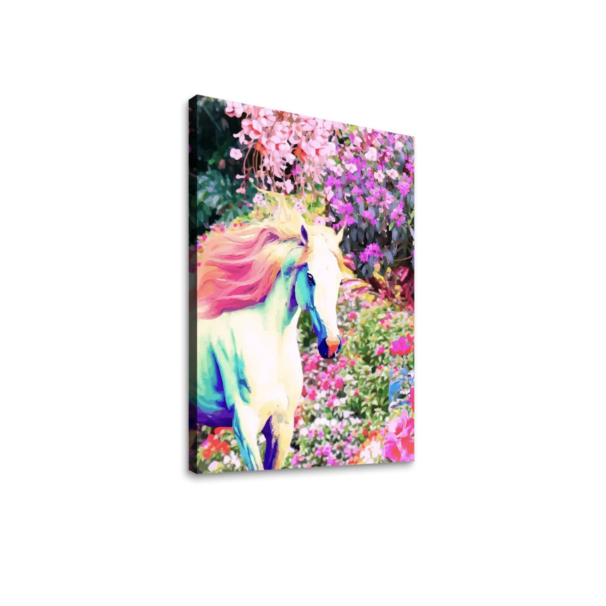 White Horse High Quality Canvas Framed Print Wall Art - 24"x36" (Made in USA)
