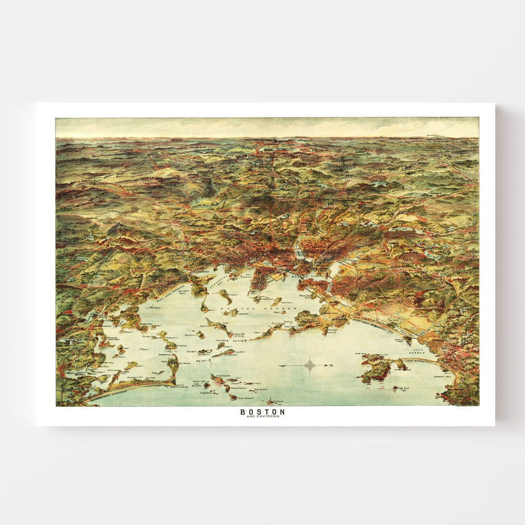 Vintage Map of Boston, Massachusetts 1905