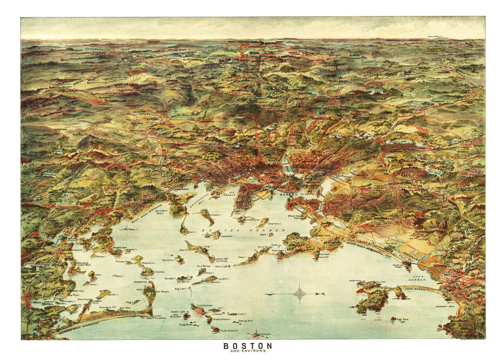 Vintage Map of Boston, Massachusetts 1905