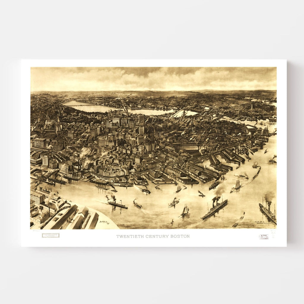 Vintage Map of Boston, Massachusetts 1905