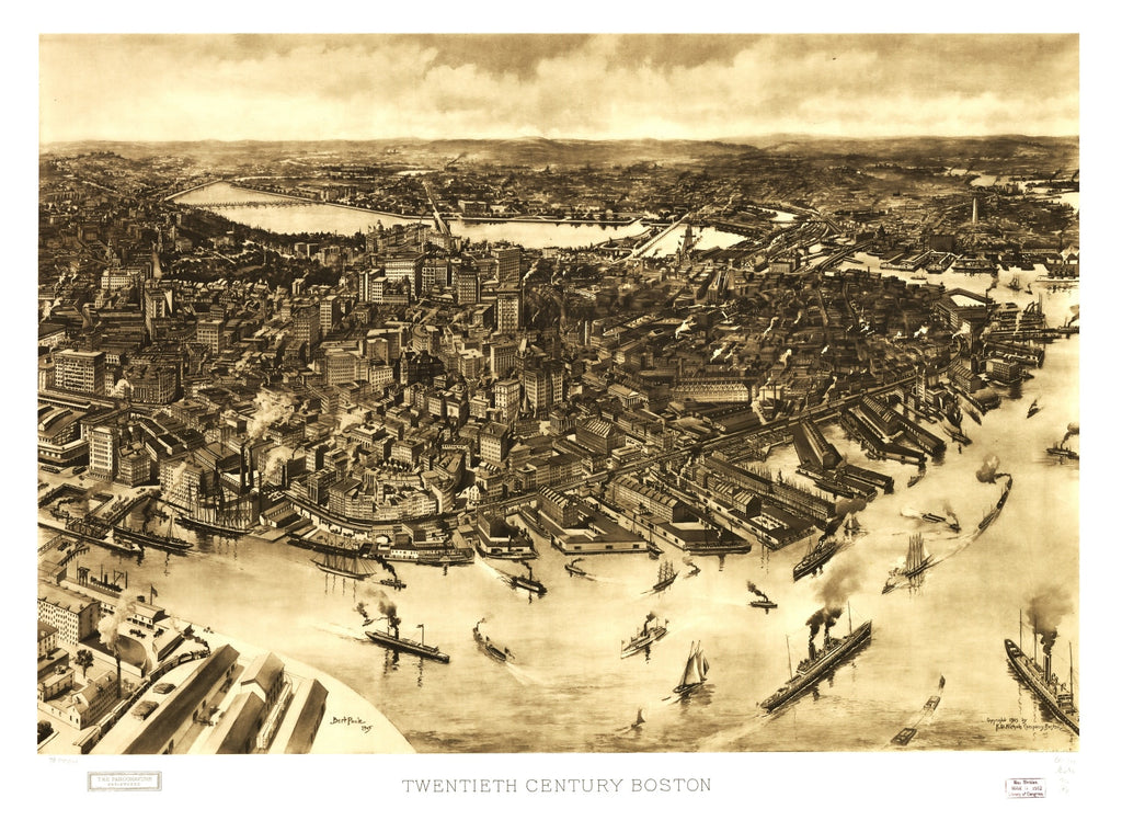Vintage Map of Boston, Massachusetts 1905