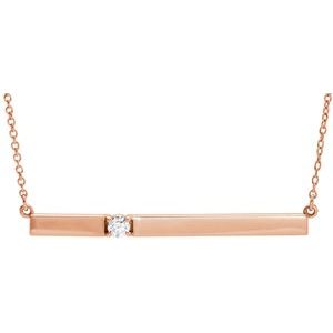14K Rose Gold 1/10 CTW Natural Diamond Bar 17.5" Necklace