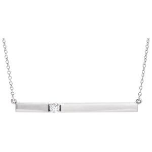 14K White Gold 1/10 CTW Natural Diamond Bar 17.5" Necklace