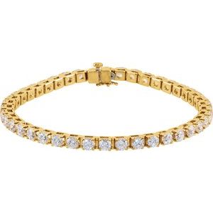 14K Yellow Gold Imitation White Cubic Zirconia Line Bracelet