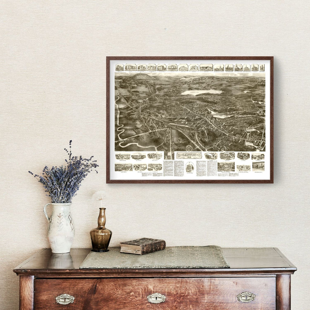 Vintage Map of Canton, Massachusetts 1918