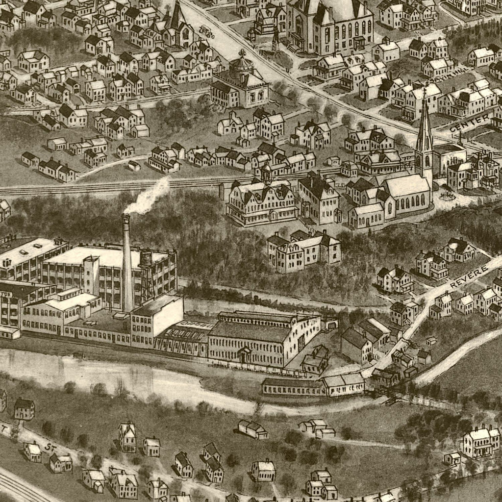 Vintage Map of Canton, Massachusetts 1918