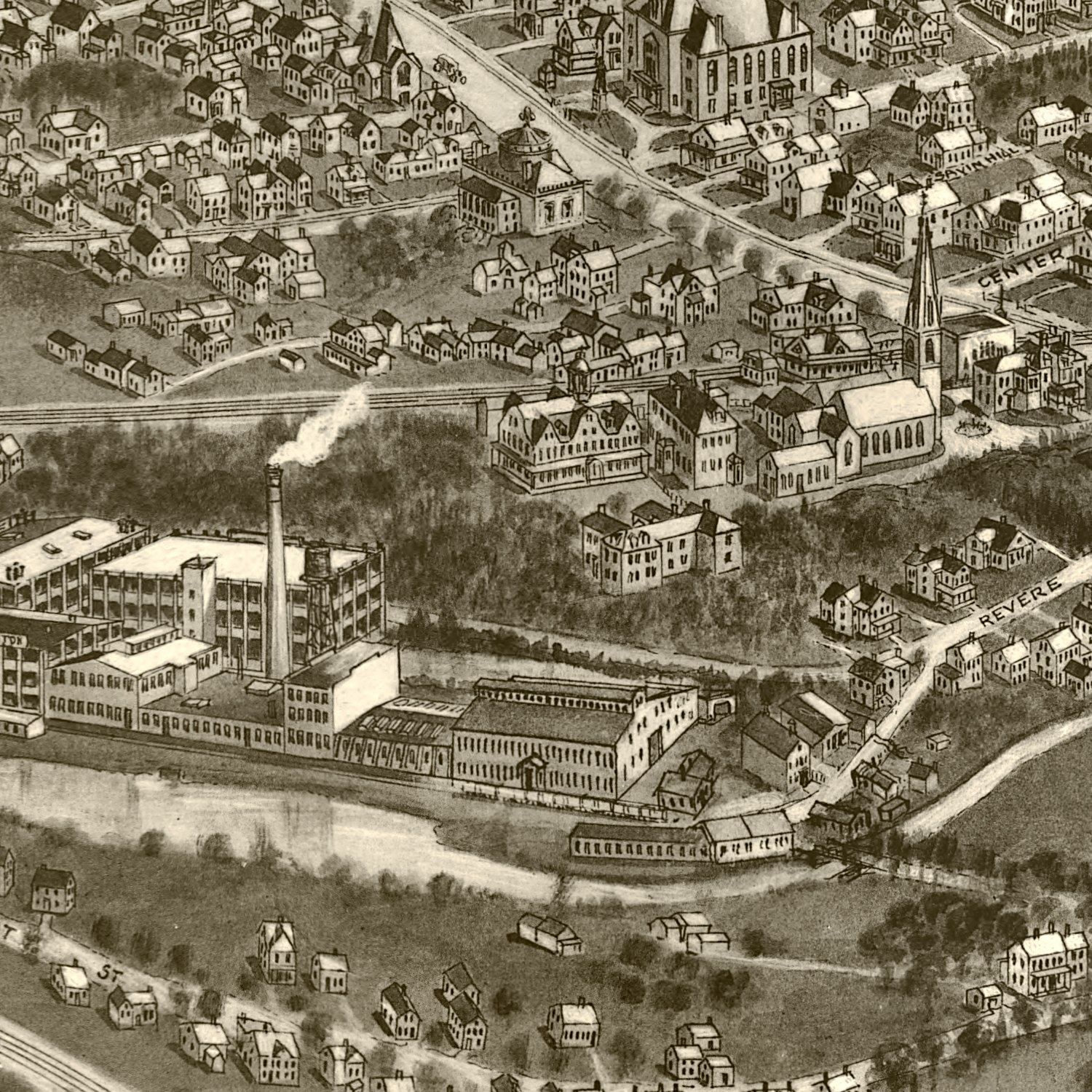 Vintage Map of Canton, Massachusetts 1918