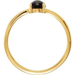 14K Yellow Gold 8x6 mm Oval Natural Black Onyx Cabochon Ring