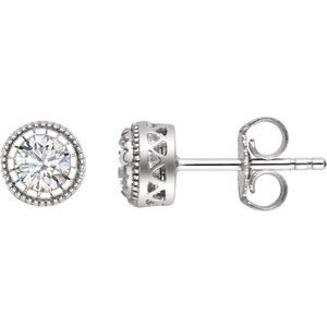 14K White Gold Natural White Sapphire Stud Earrings