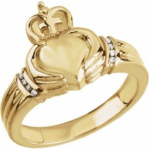 14K Yellow Gold .04 CTW Natural Diamond Claddagh Band