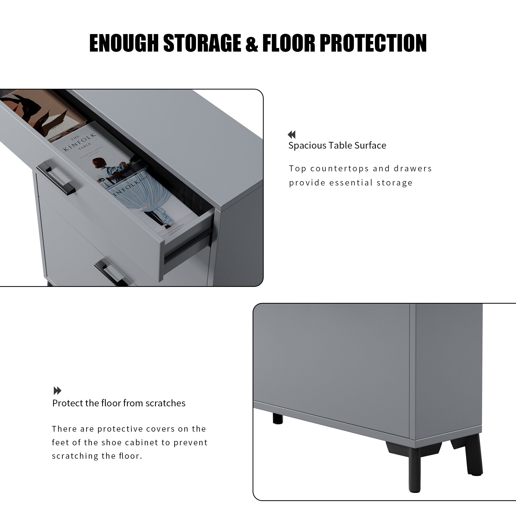 Shoe Storage Cabinet for Entryway, Free Standing Shoe Organizer with 2 Flip Drawers, Hidden Shoe Rack Storage Organizer for Doorway Hallway Closet, Gray