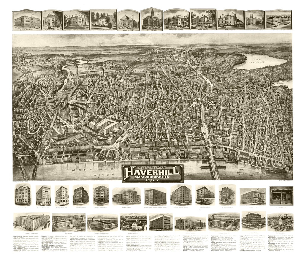 Vintage Map of Haverhill, Massachusetts 1914
