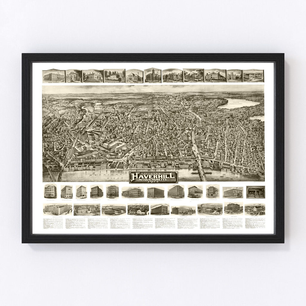 Vintage Map of Haverhill, Massachusetts 1914