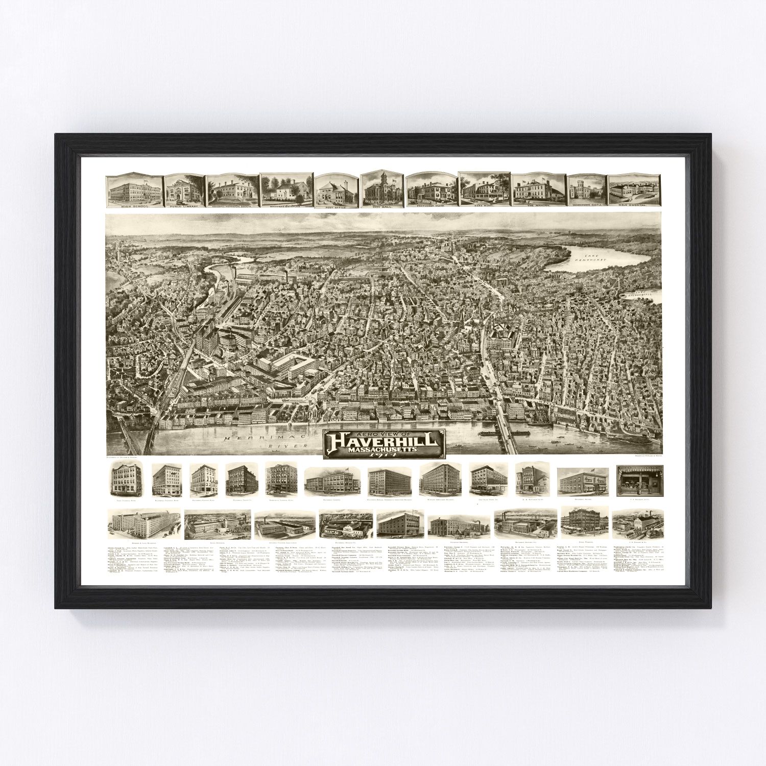Vintage Map of Haverhill, Massachusetts 1914