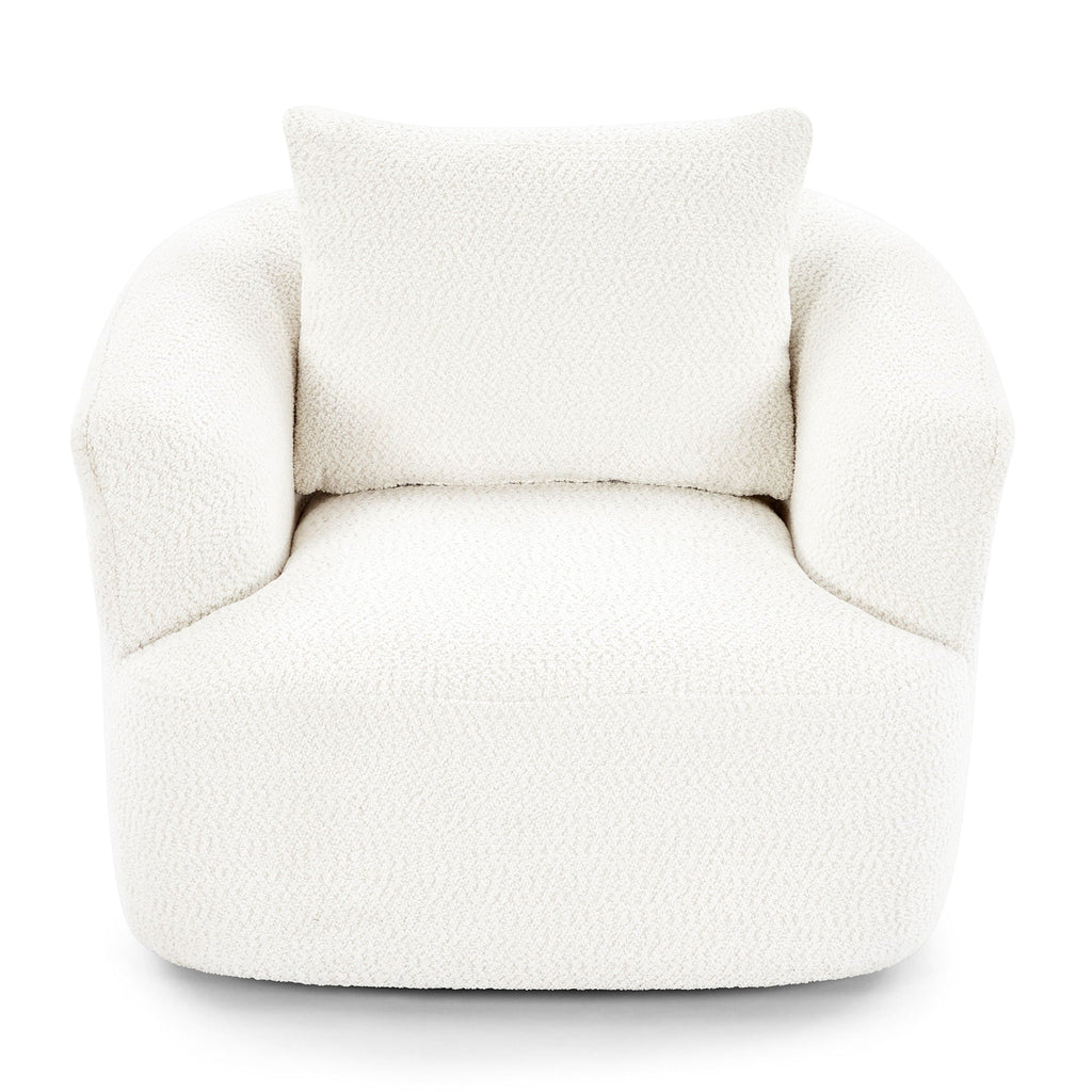 360° Swivel Barrel Sofa Chair With Throw Pillow, Upholstered Accent Chair