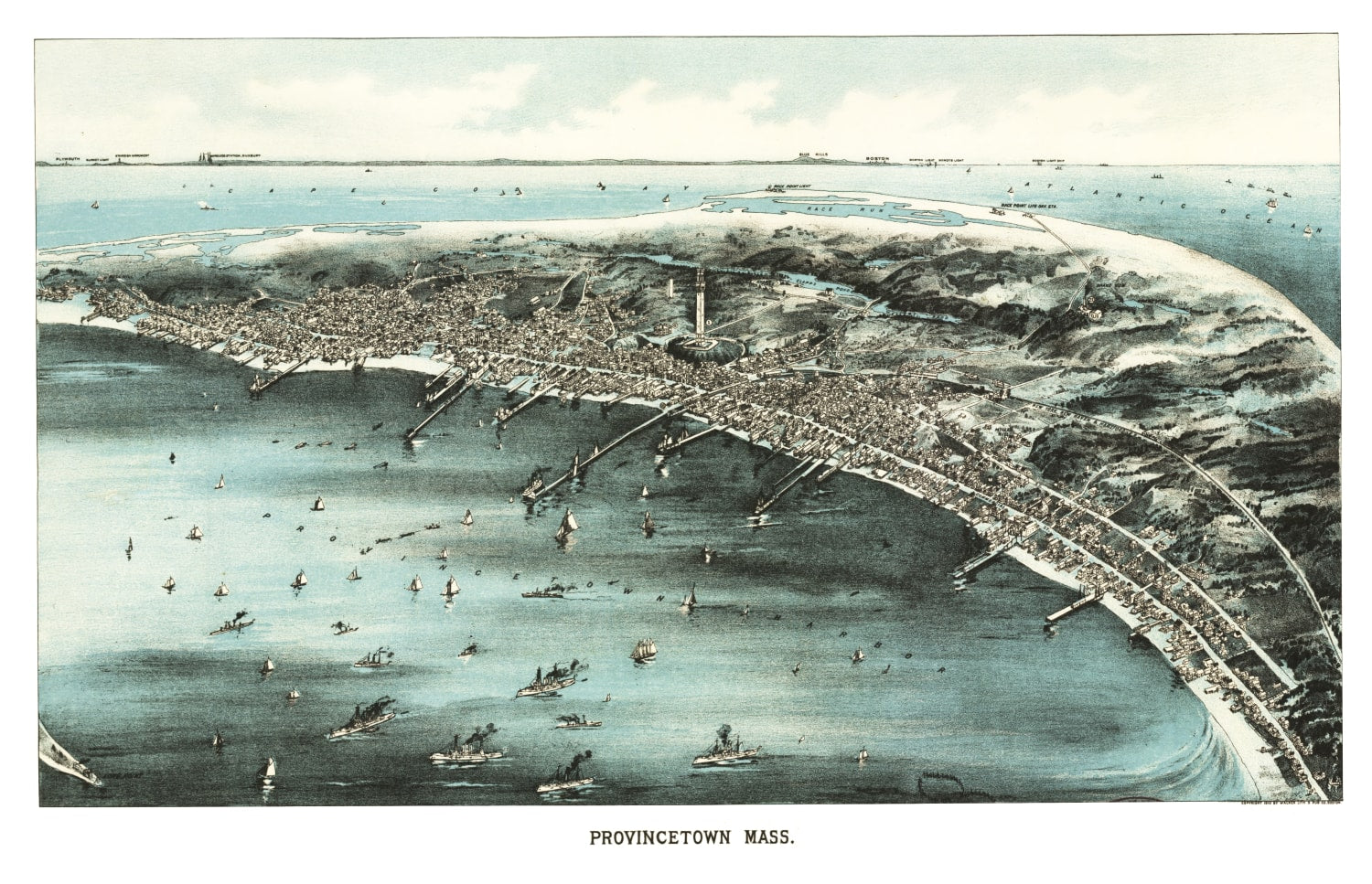 Vintage Map of Provincetown, Massachusetts 1910