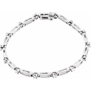 14K White Gold 3/4 CTW Natural Diamond Line 7" Bracelet