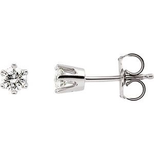 14K White Gold 3.25 mm Imitation Cubic Zirconia Stud Earrings