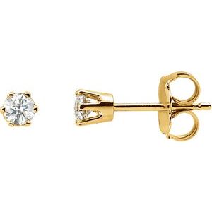 14K Yellow Gold 1/2 CTW Natural Diamond 6-Prong Stud Earrings – image 2