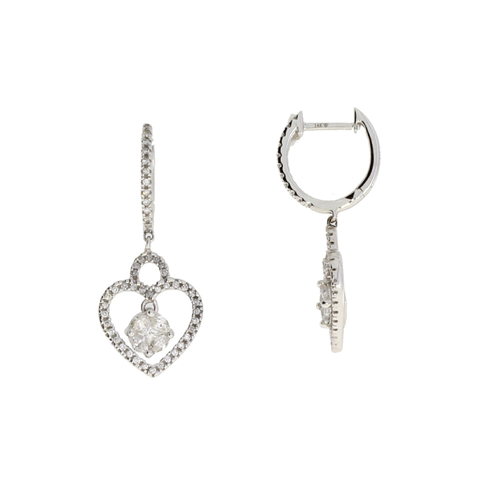 Natural .50ct Diamond Dangle Earrings 14KT White Gold