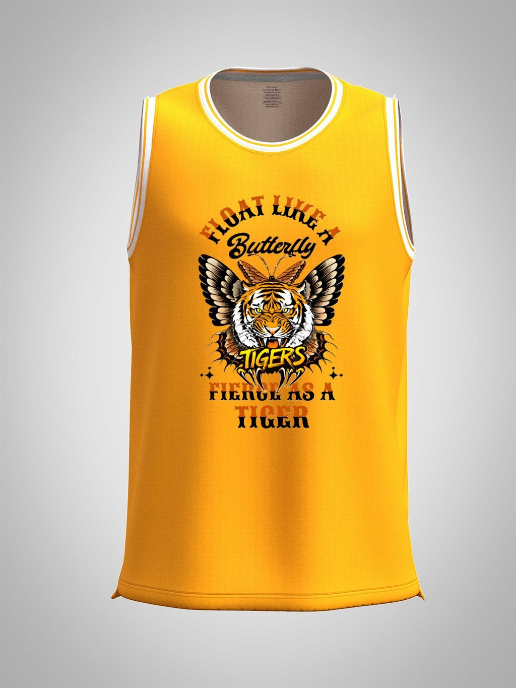 Float Like a Butterfly Fierce as a Tiger Adult Yellow Basketball Jersey | Ships From USA