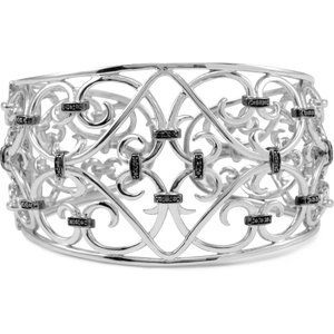 Rhodium-Plated Sterling Silver 1/3 CTW Natural Diamond Cuff 8" Bracelet – image 4