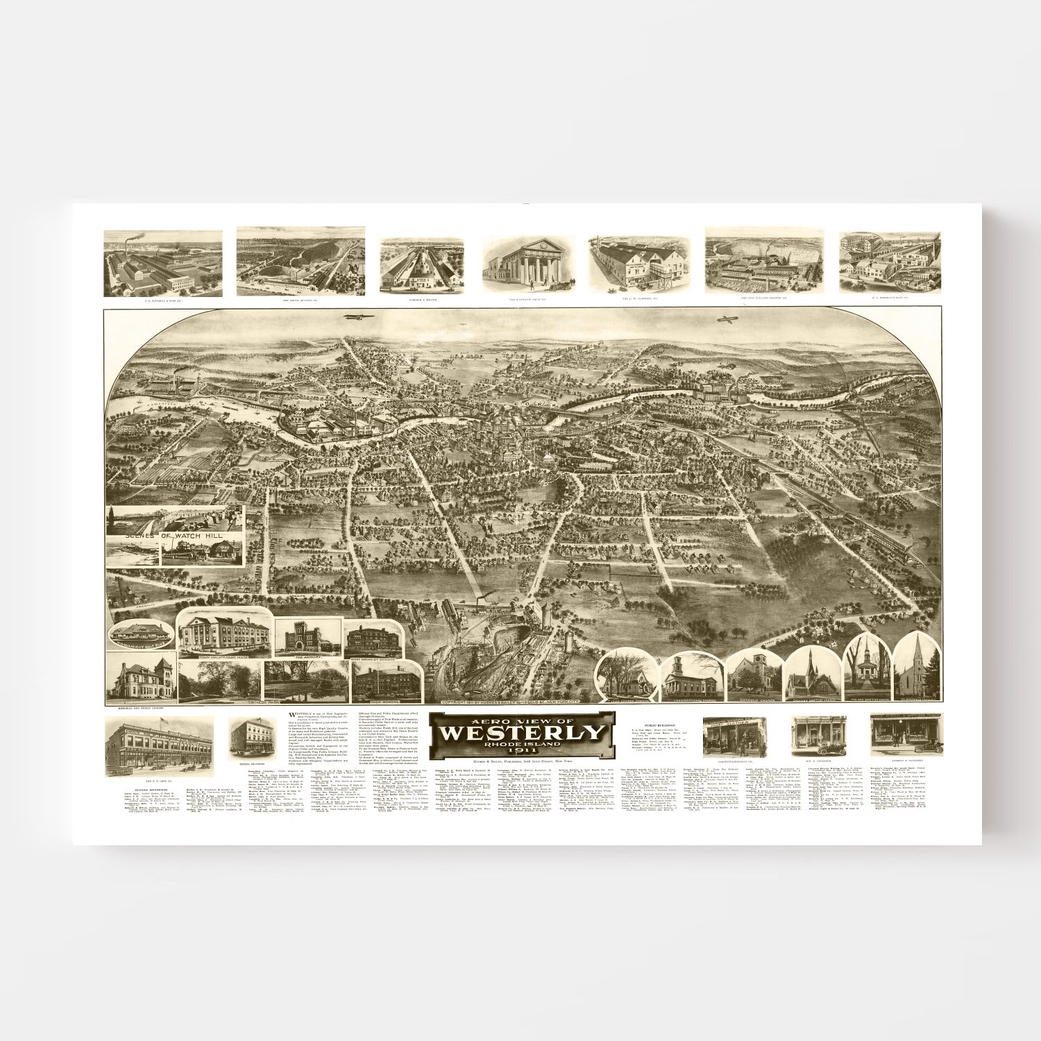 Vintage Map of Westerly, Rhode Island 1911