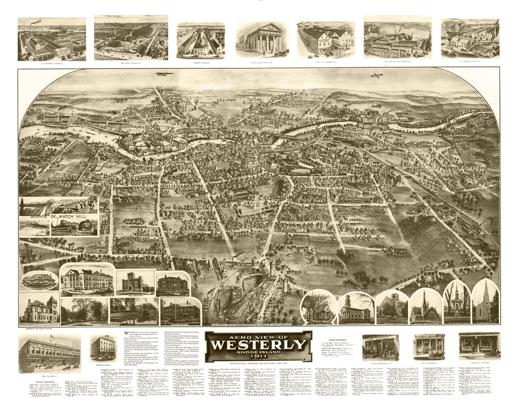 Vintage Map of Westerly, Rhode Island 1911