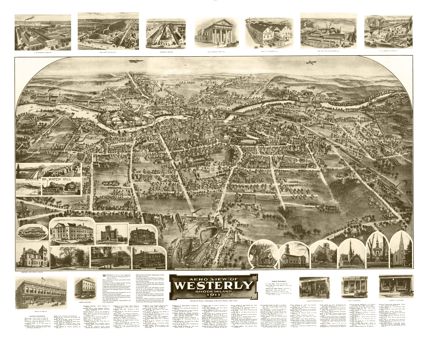 Vintage Map of Westerly, Rhode Island 1911