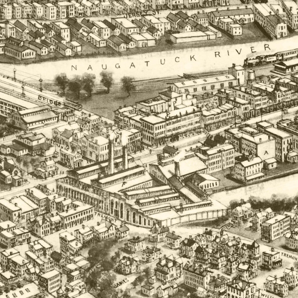 Vintage Map of Ansonia, Connecticut 1921