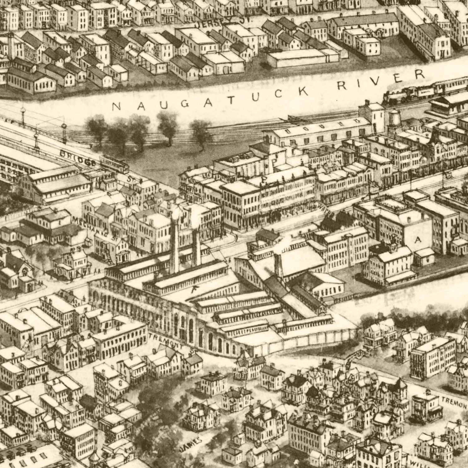 Vintage Map of Ansonia, Connecticut 1921