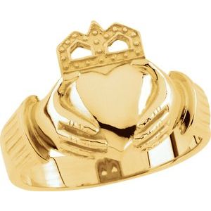 18K Yellow Gold 15x11 mm Claddagh Band