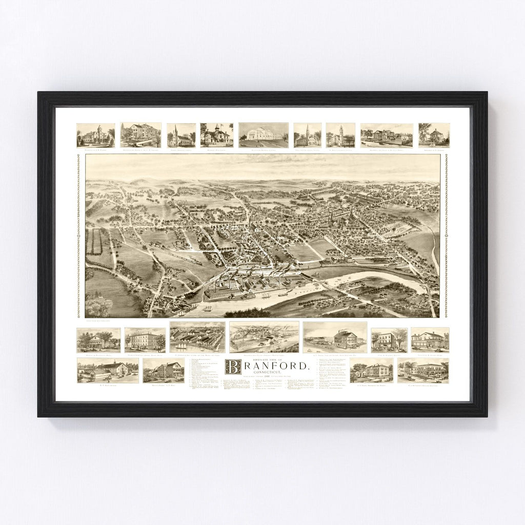 Vintage Map of Branford, Connecticut 1905