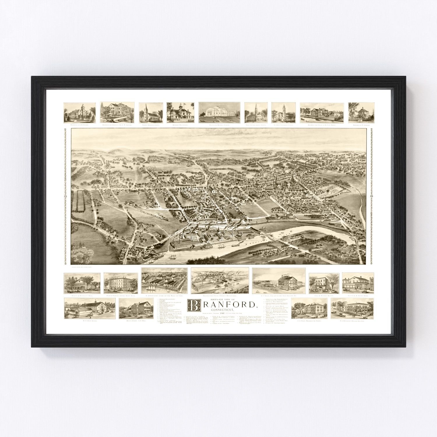 Vintage Map of Branford, Connecticut 1905