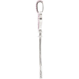 Sterling Silver Natural Pink Sapphire Heart Key Pendant