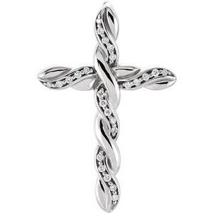14K White Gold 1/5 CTW Natural Diamond Cross Pendant
